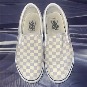 Vans White and Cream Slip-On Sneakers Canvas Upper